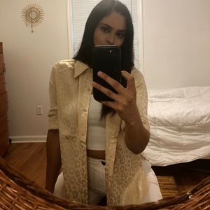 SOLD Silk Shadow Leopard Blouse // Champagne